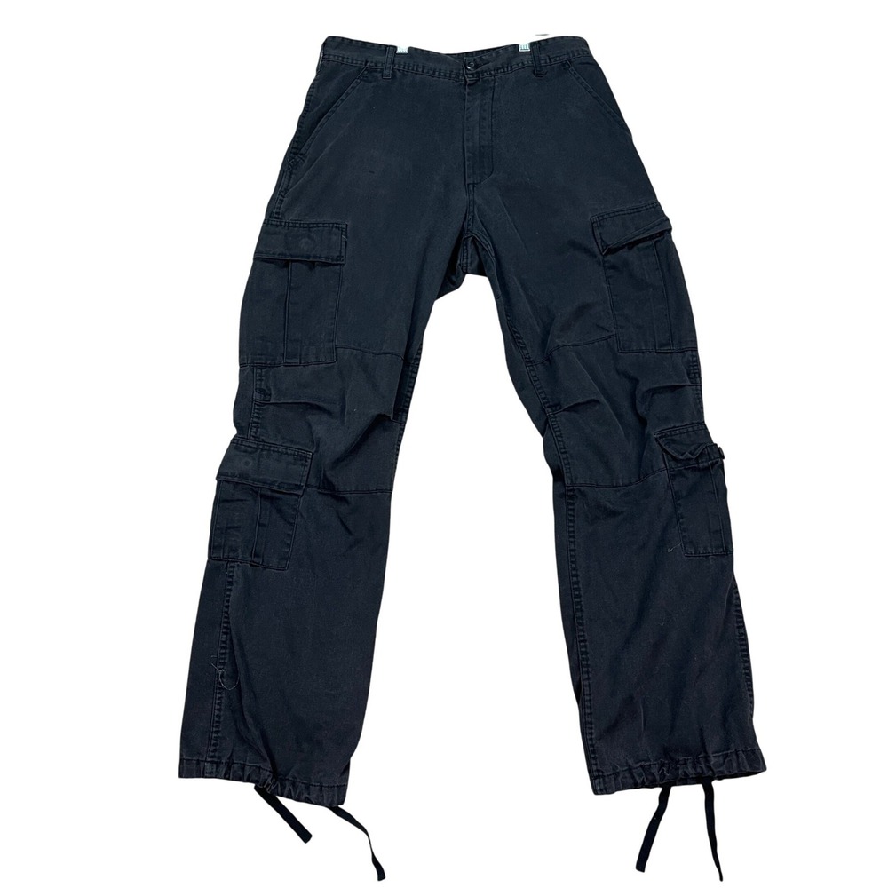 Military Rothco BDU Cargo Pants Men Small Black Straight Leg Flat Front Tactical